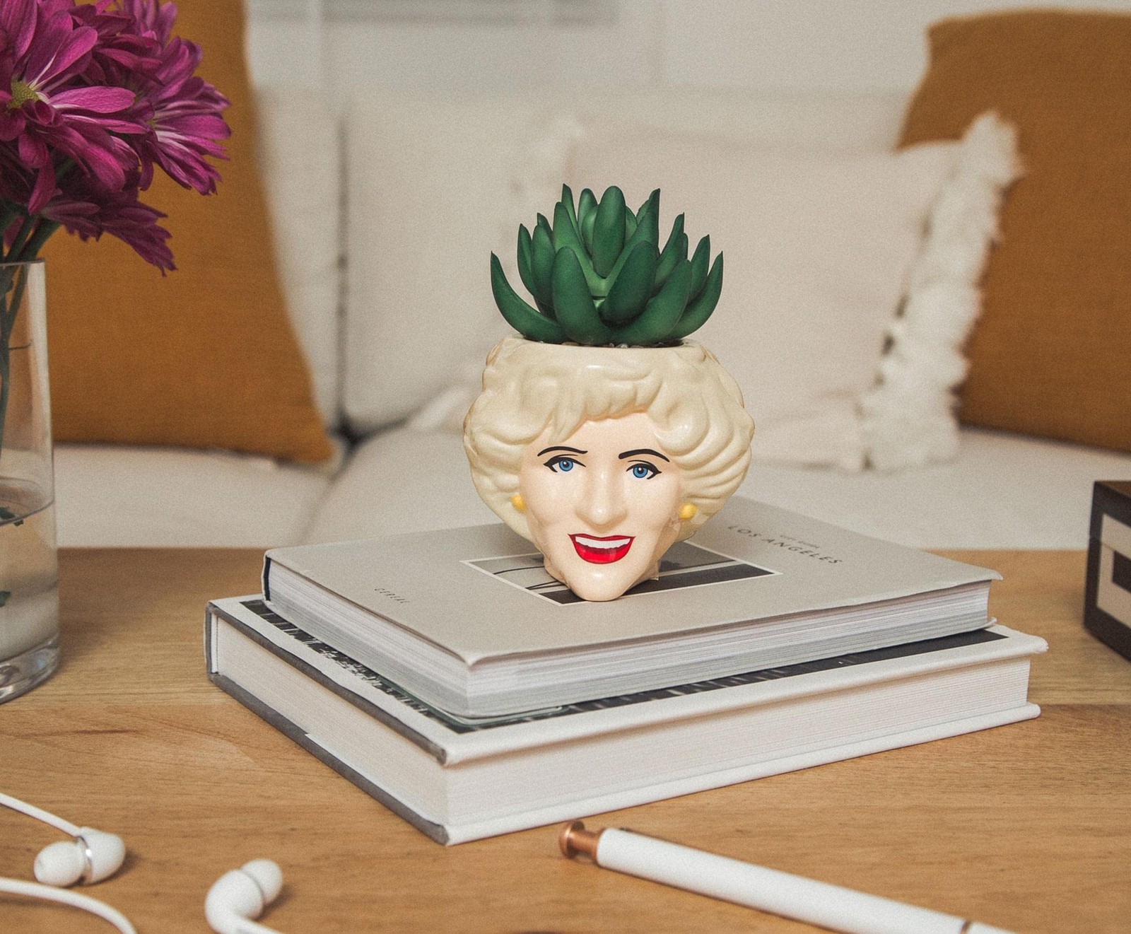 Toynk The Golden Girls Rose 3-inch Ceramic Mini Planter with Artificial Succulen