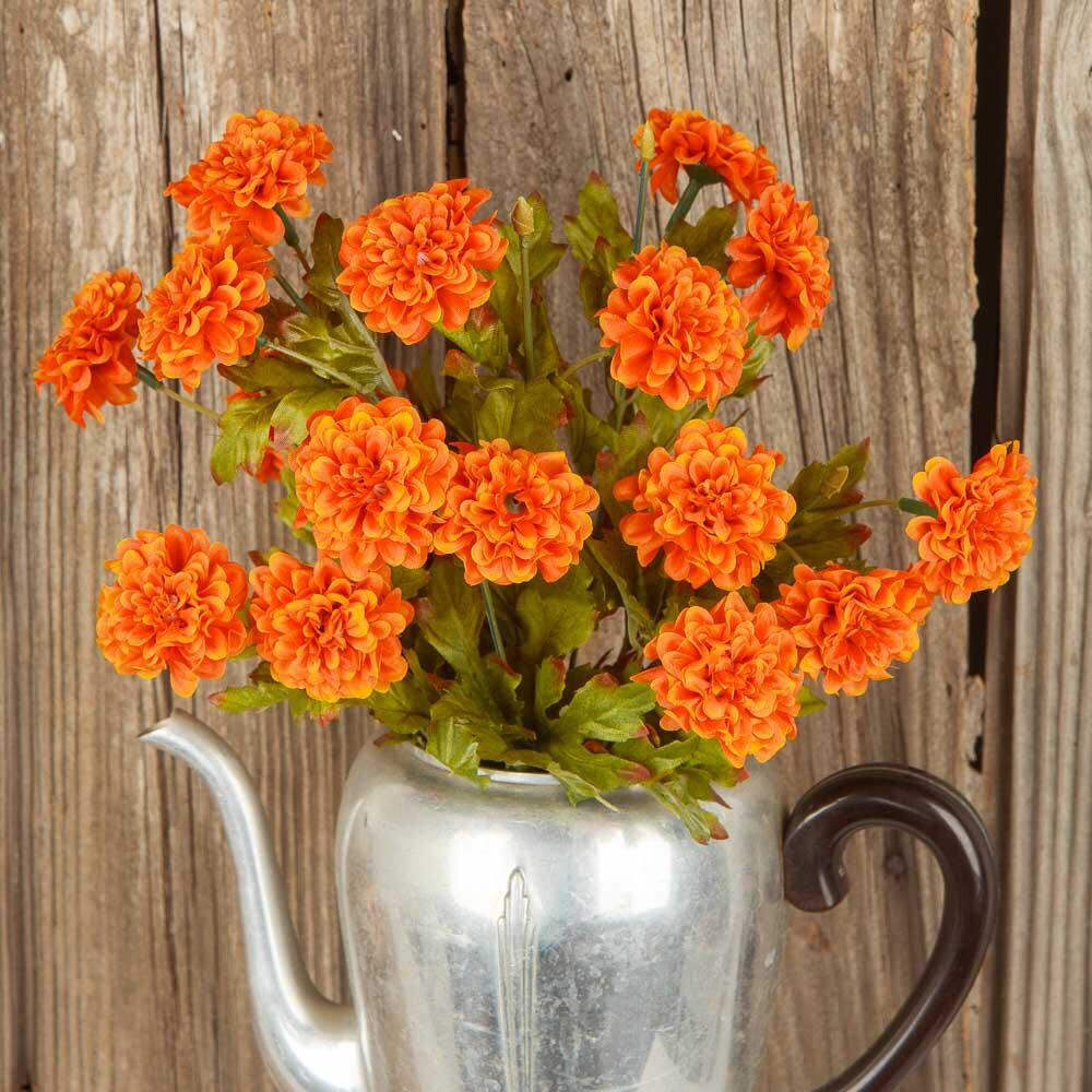 Set of 2 Orange Artificial Marigold 16″ Floral Bushes