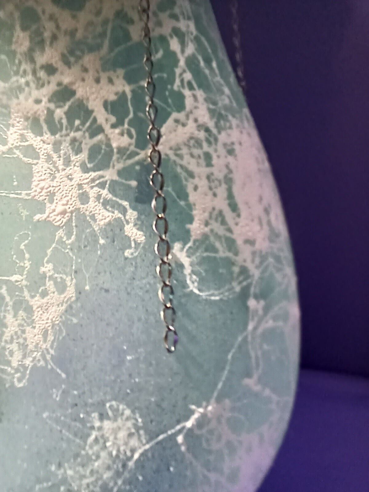 Artificial Flower Arrangement Green Glass Vase With Silver Chain Valentines Day