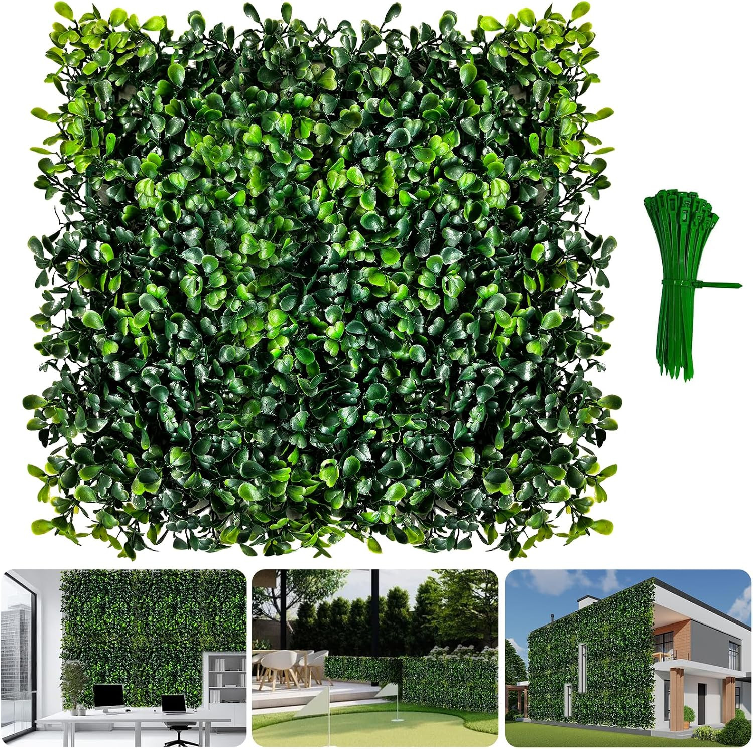 12 Pack Artificial Boxwood Grass Wall Panels, Boxwood Hedge 10″X10″ Wall