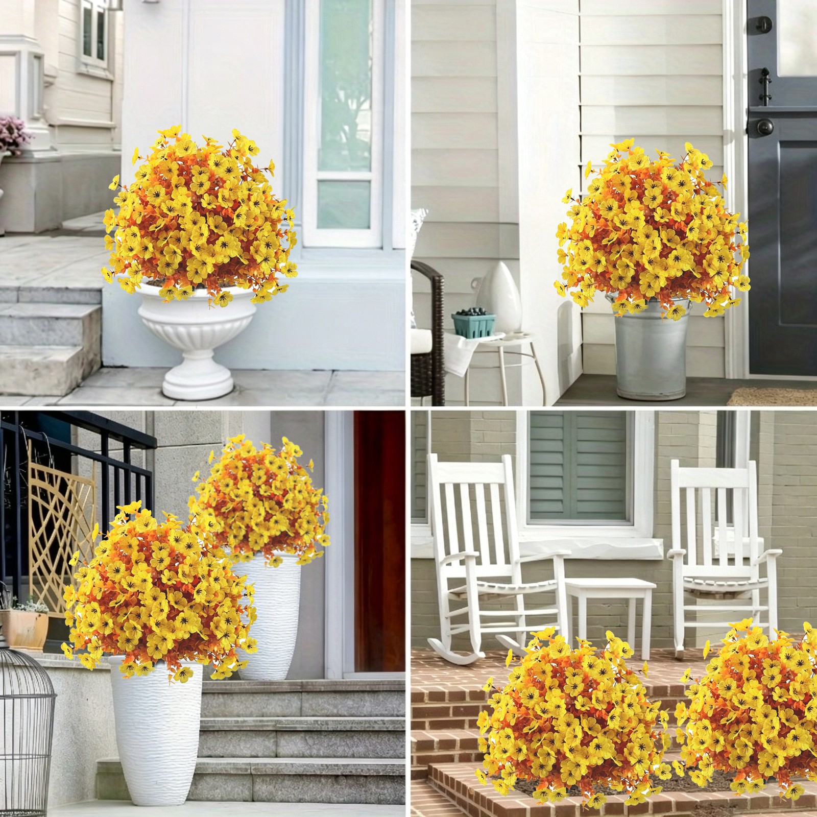 Fall Color Artificial Flowers UV Resistant Floral Stake for Garden Outdoor Use