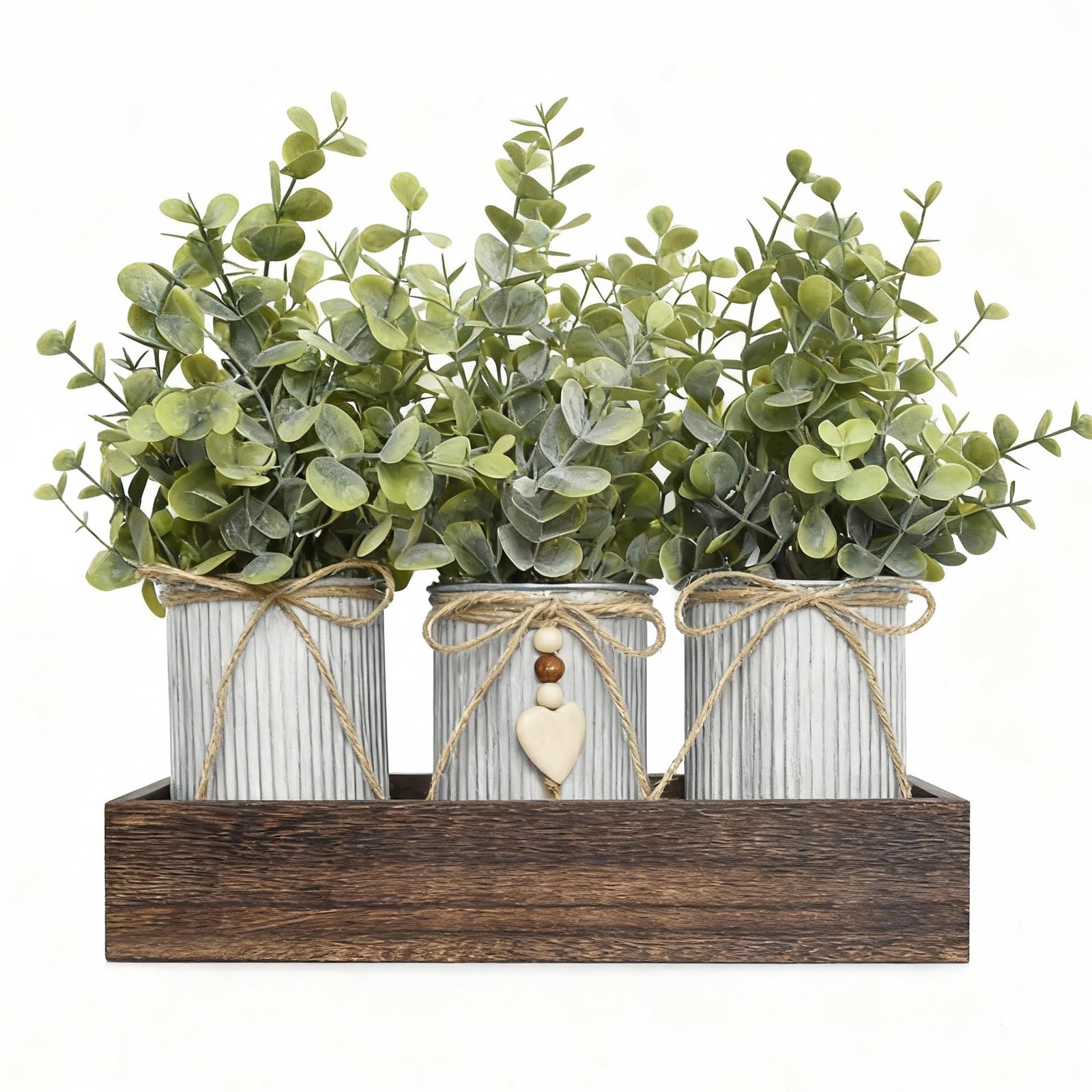 Artificial Flower Decorative Centerpiece, Frosty Green Eucalyptus Table Arran…