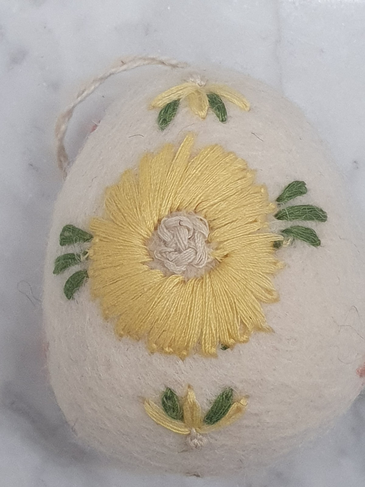 6 Cottage Core Farmhouse Chic Boiled Wool Eggs Embroidered Flowers Basket Decor
