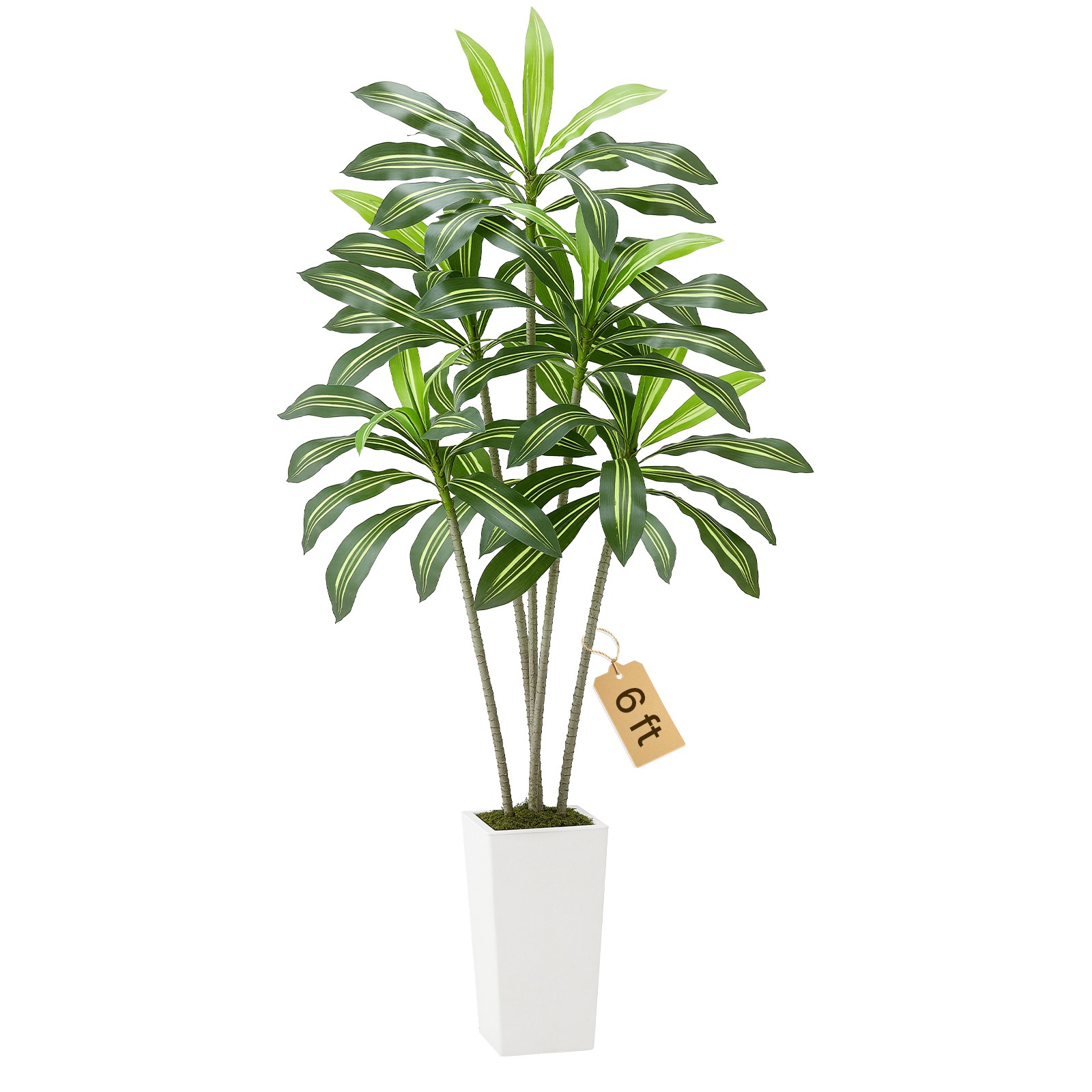 VEVOR 6ft Artificial Dracaena Tree Fake Plant with White Planter Indoor