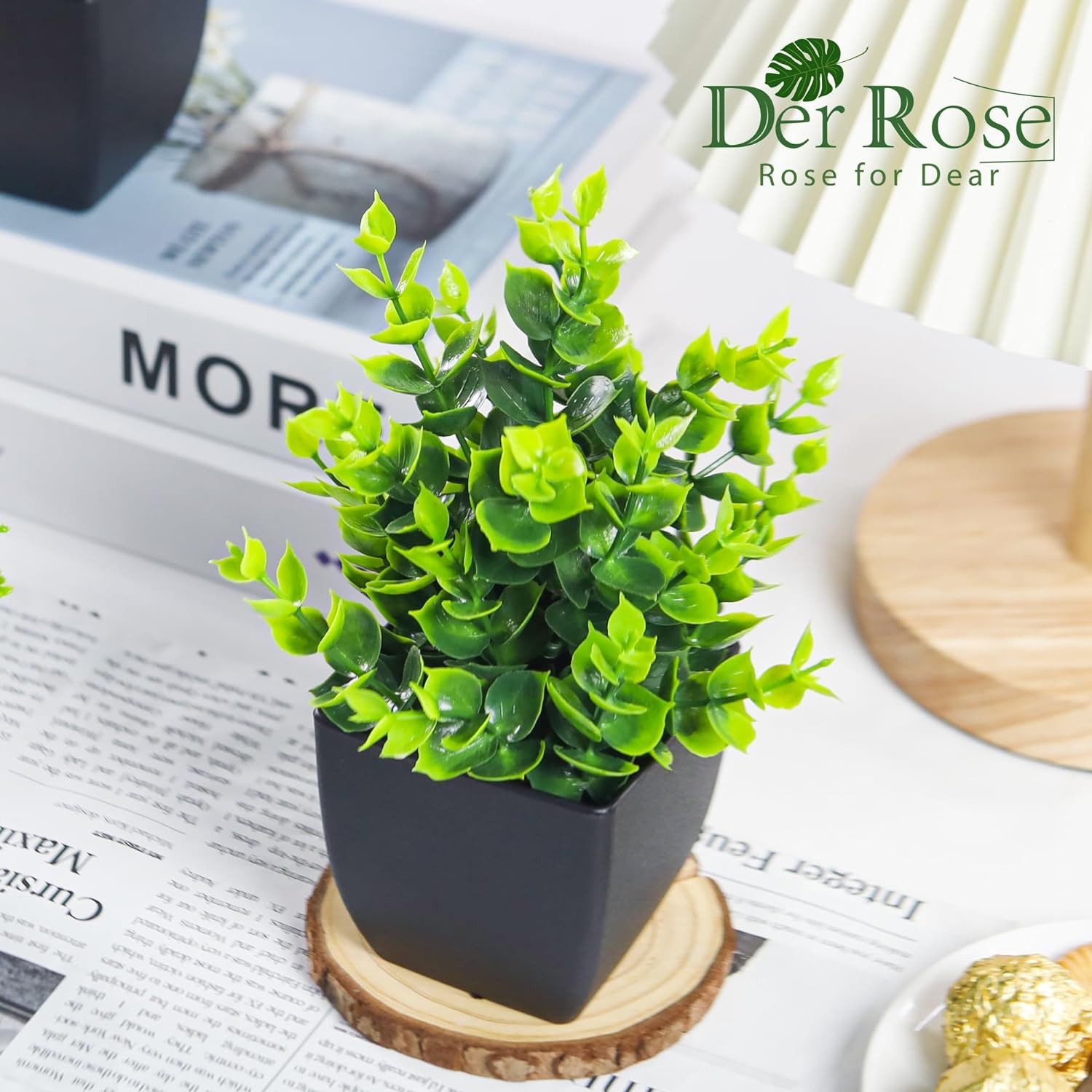 Der Rose 4 Pack Fake Plants Small Artificial Mini Faux Plants Indoor Black Bathr