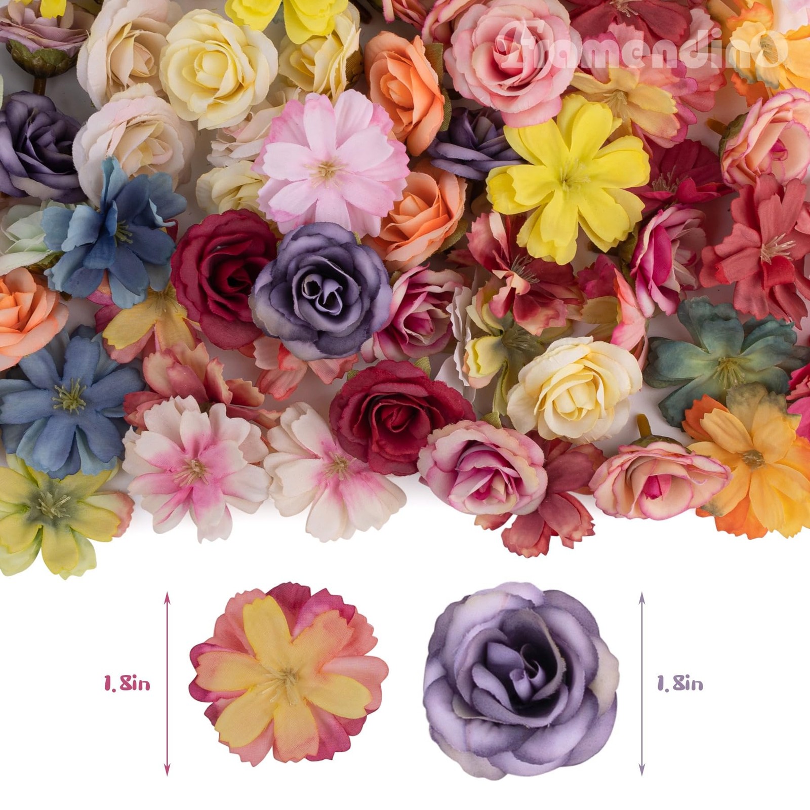 100 PCS Faux Silk Rose Blossom Flower Heads Small Mini DIY Craft Wedding