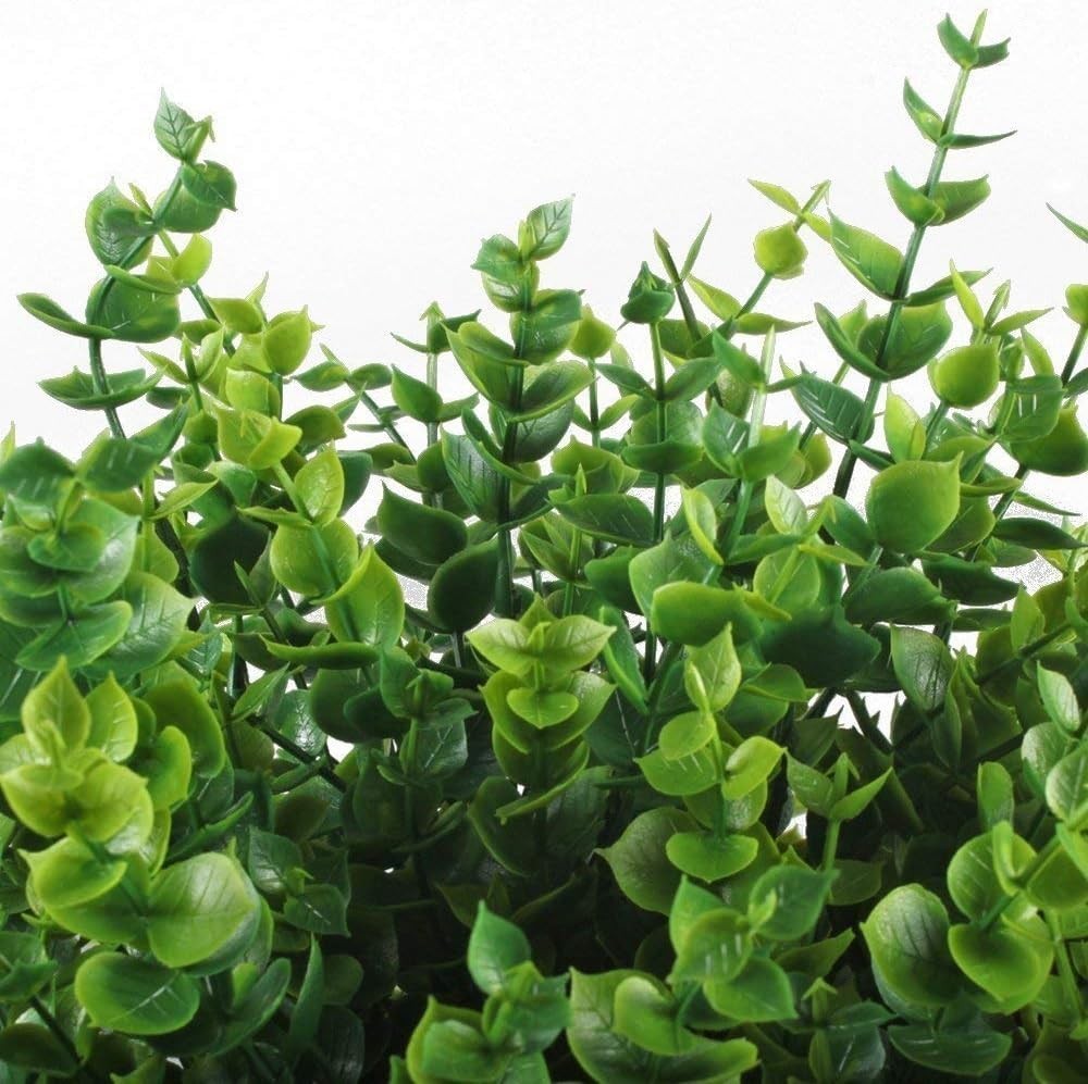 Artificial Shrubs Bushes, Plastic Eucalyptus Leaves Fake Green Plants Wedding…