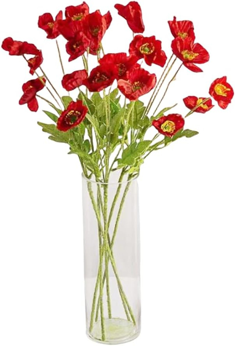 6 Pcs 23.6″ Artificial Poppy Silk Fake Flowers,PU Real Touch Silk Flower for Eas