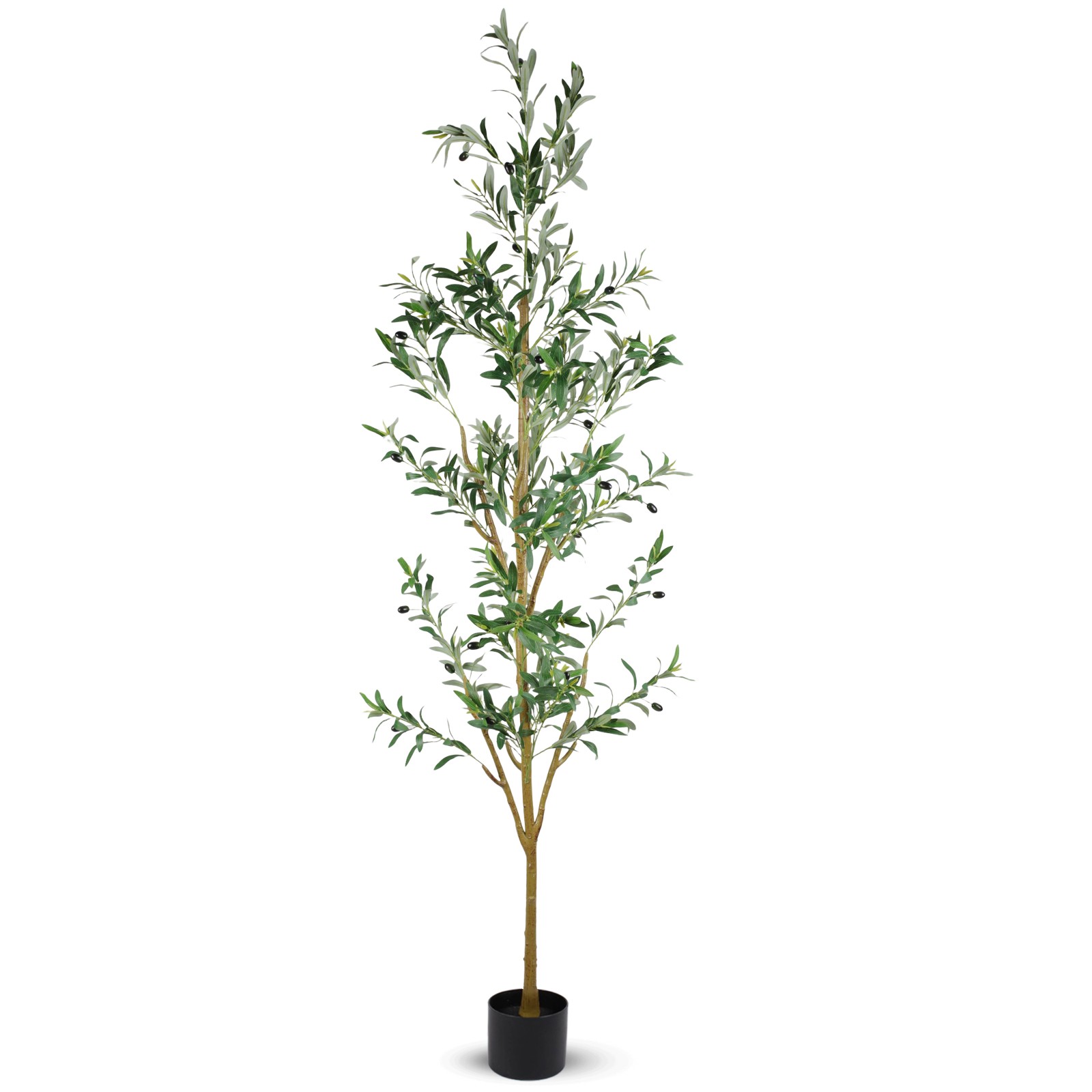 7FT Tall Olive Trees Artificial Indoor Faux Olive Tree Natural Wood Trunk Décor