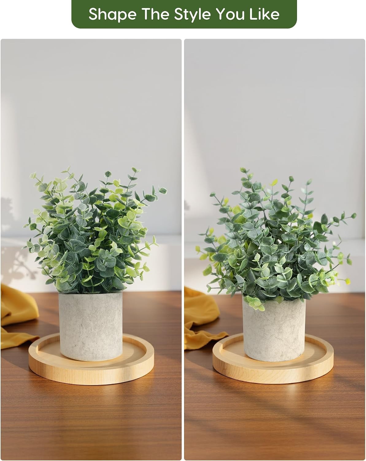 Artificial Potted Eucalyptus Plants Faux Indoor Greenery Farmhouse Shelf Decor