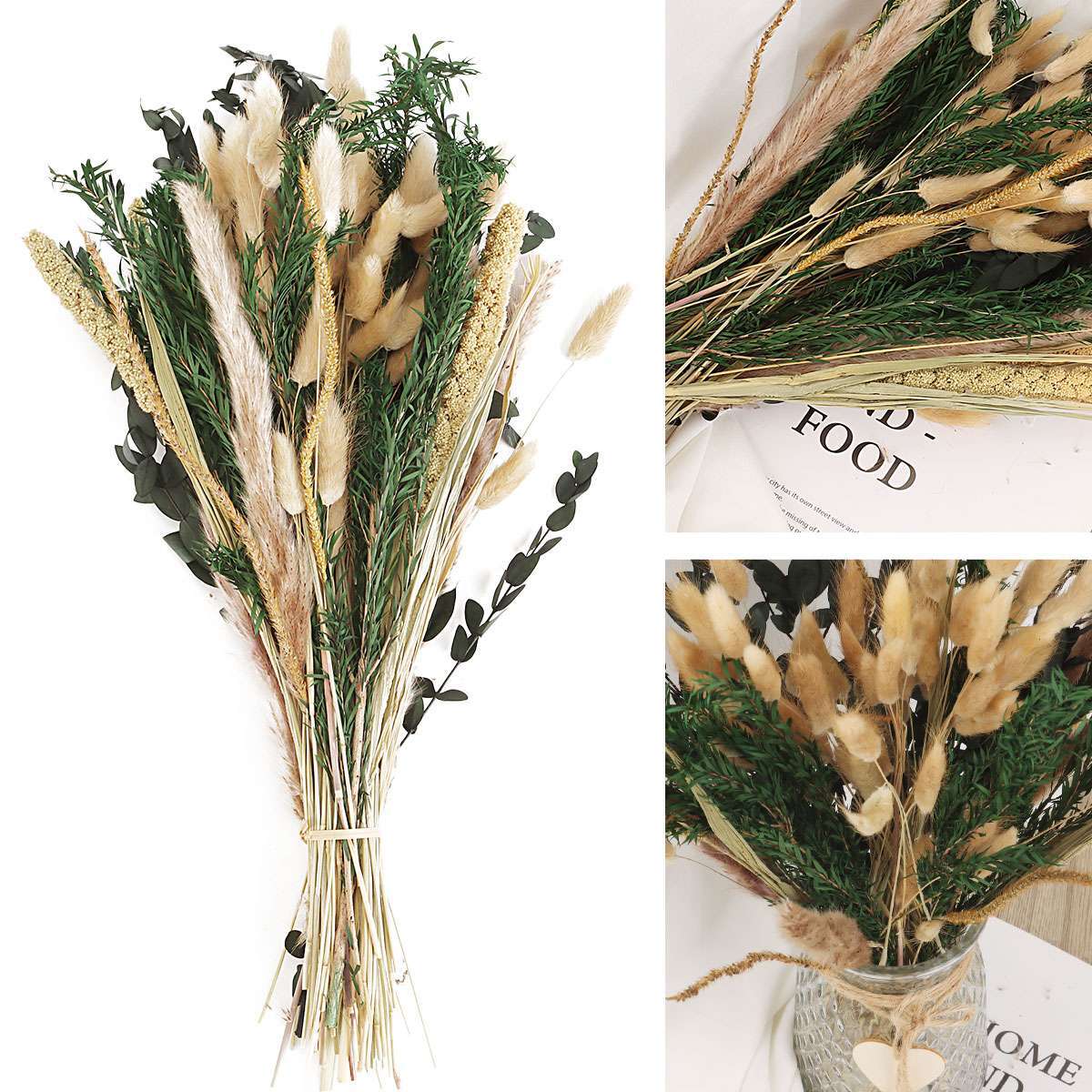 85 PCS Pampas Grass Natural Dried Reed Flower Bunch Bouquets Home Wedding Decor