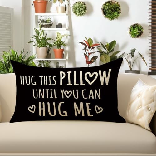 1347 Hug This Pillow Until You Can Hug Me Lumbar Decorative Throw Hug Pillow