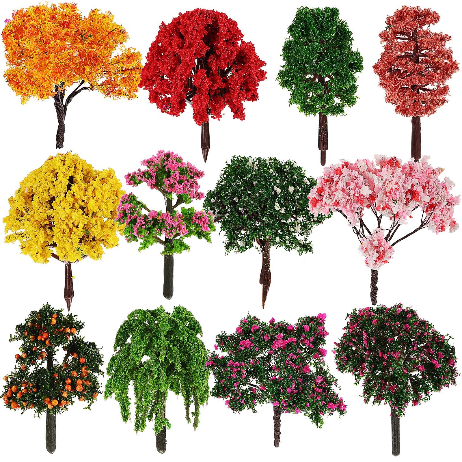12 PCS Small Miniature Model Trees For DIY Crafts Train Scenery Landscape