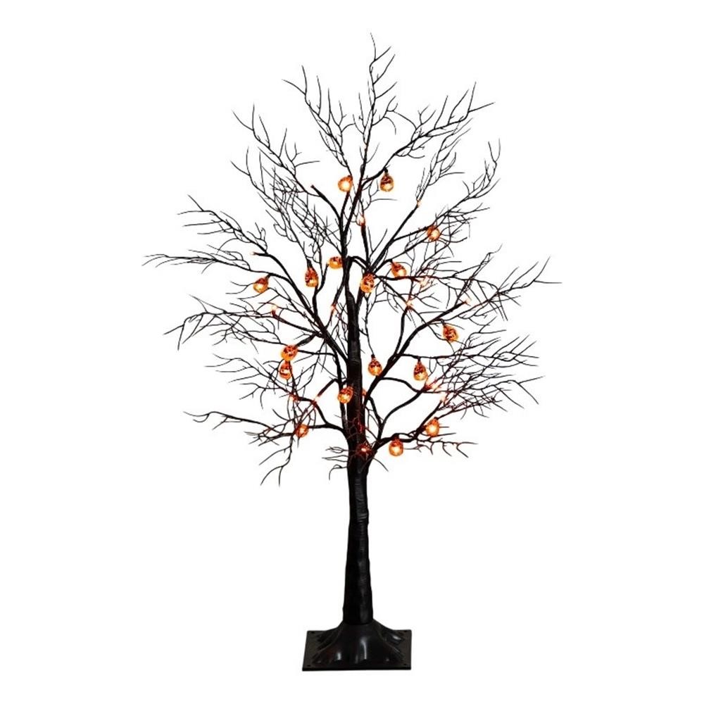 Nearly Natural 3ft Pre-Lit Halloween Black Twig Tree w/ 18 Orange LED Lights