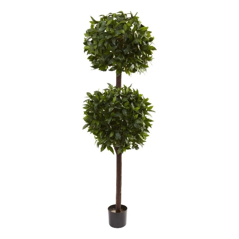 Nearly Natural 6ft Sweet Bay Double Ball Topiary in Green