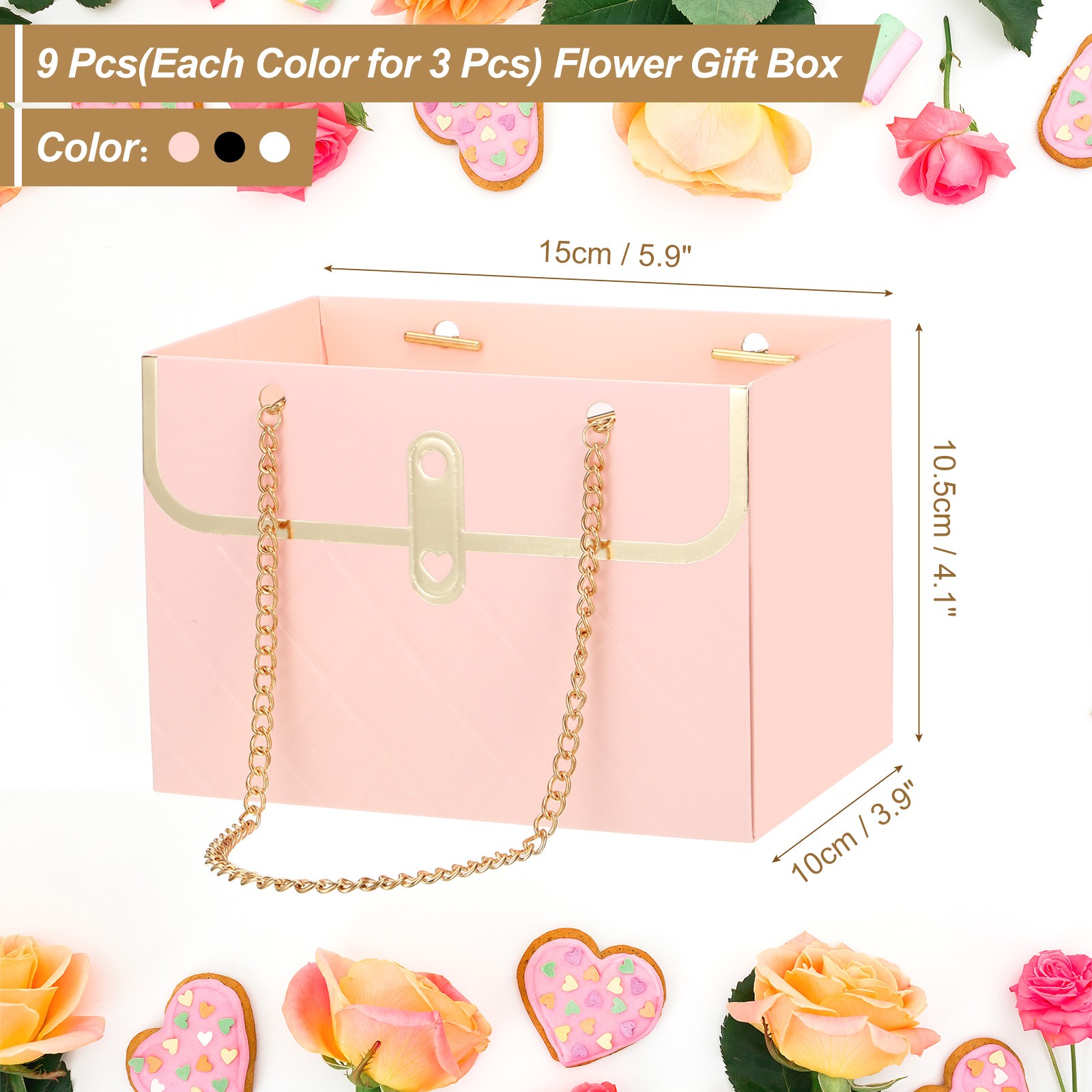 Paper Flower Gift Bags, 9 Pack Florist Bouquet Bags Box