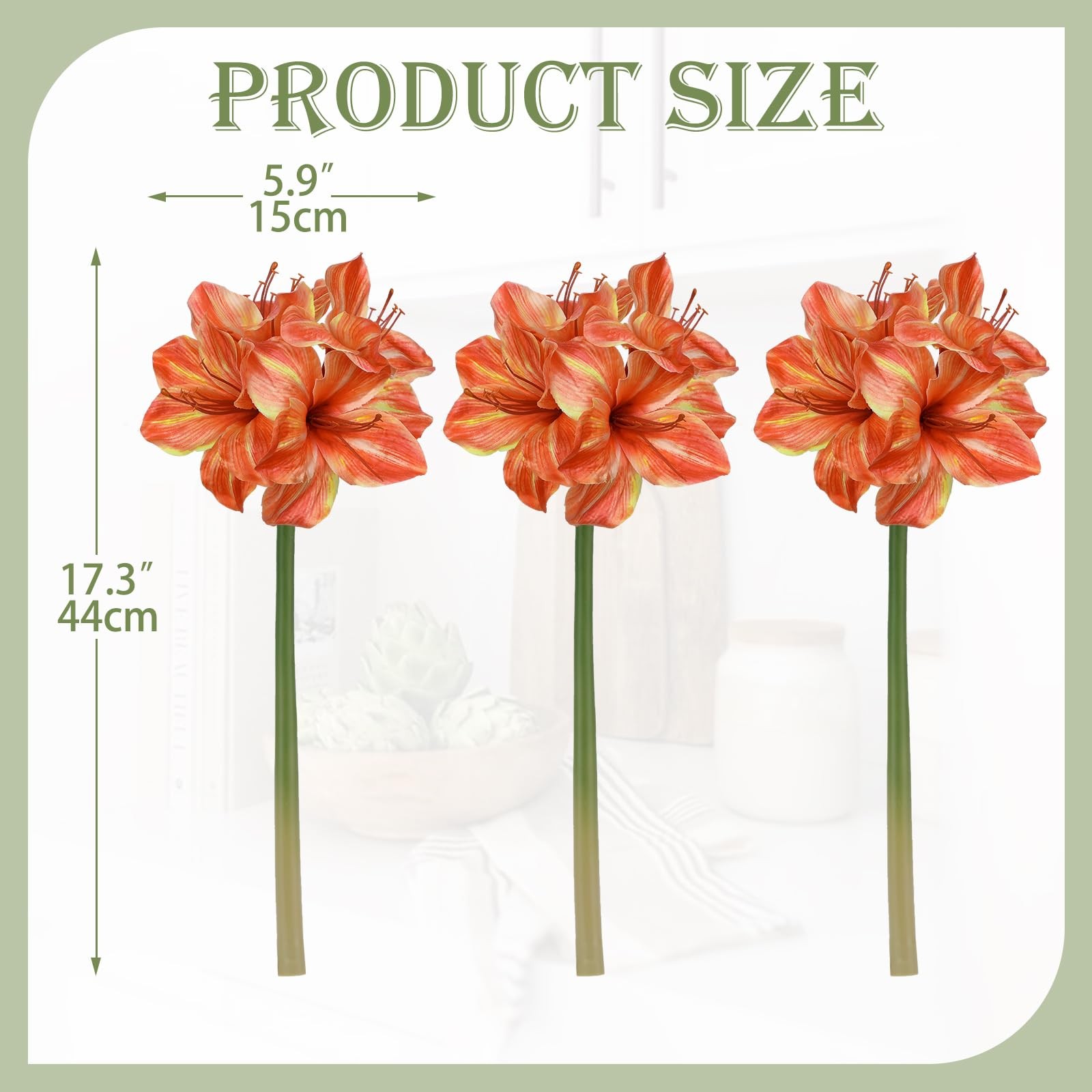 3PCS Amaryllis Artificial Flowers 17.3 Inch Faux Amaryllis Flowers Stems with…