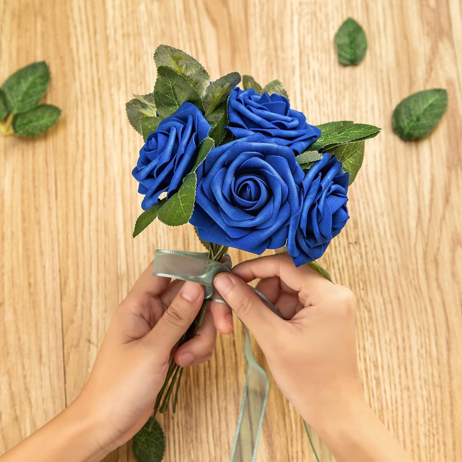 Artificial Flower Foam Rose 25pcs Real Looking Fake Rose with Stems Leaves fo…