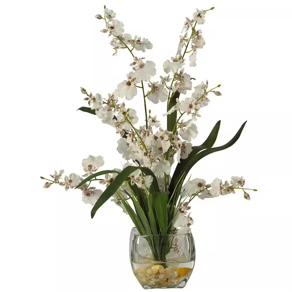 19 In. Artificial Dancing Lady Orchid Liquid Illusion Silk Flower Arrangement in