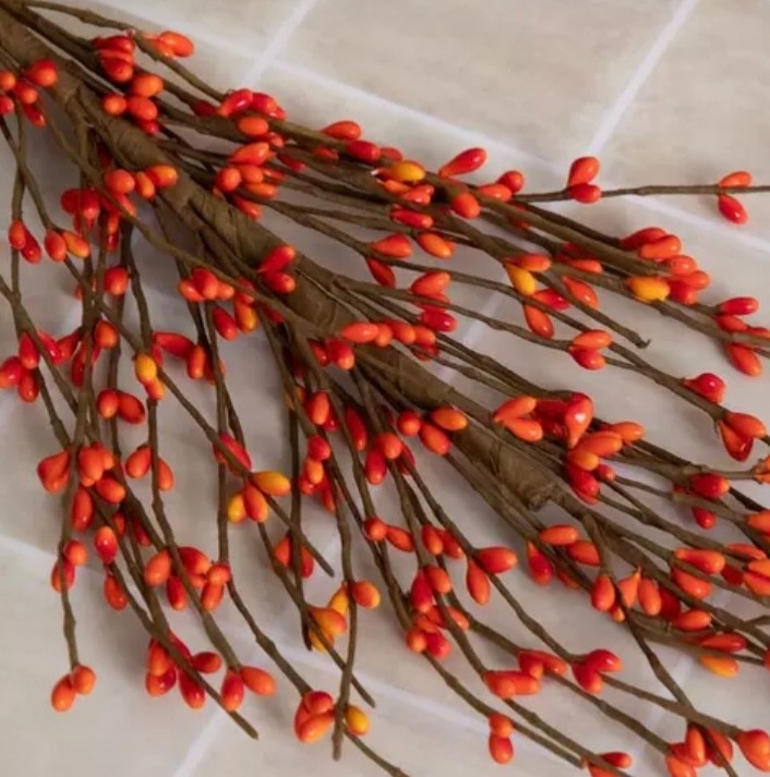 Autumn Fall Primitive Orange Pip Berries Pick 12”