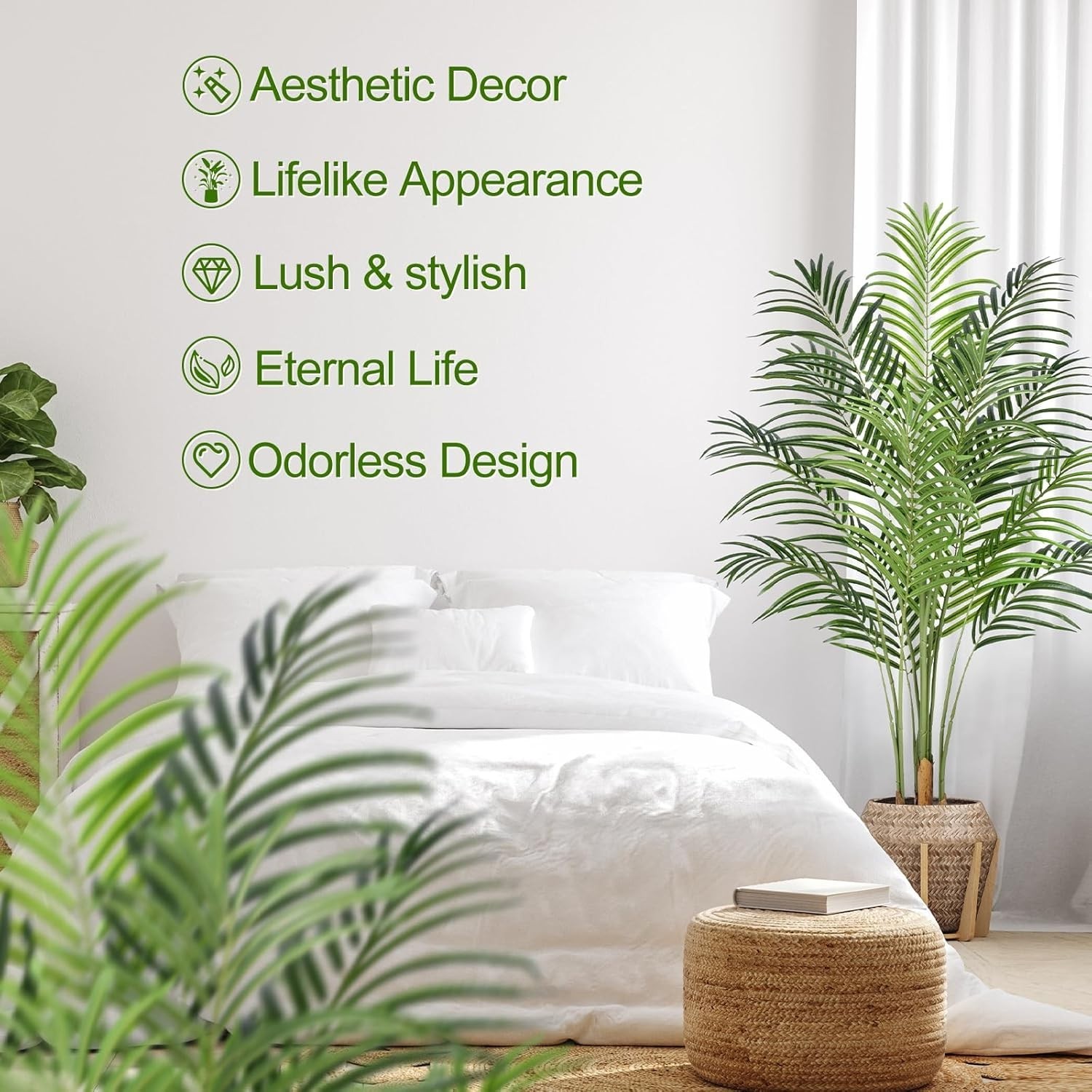 Lush 5ft Artificial Palm Tree in Pot – Perfect for Farmhouse & Modern Spaces