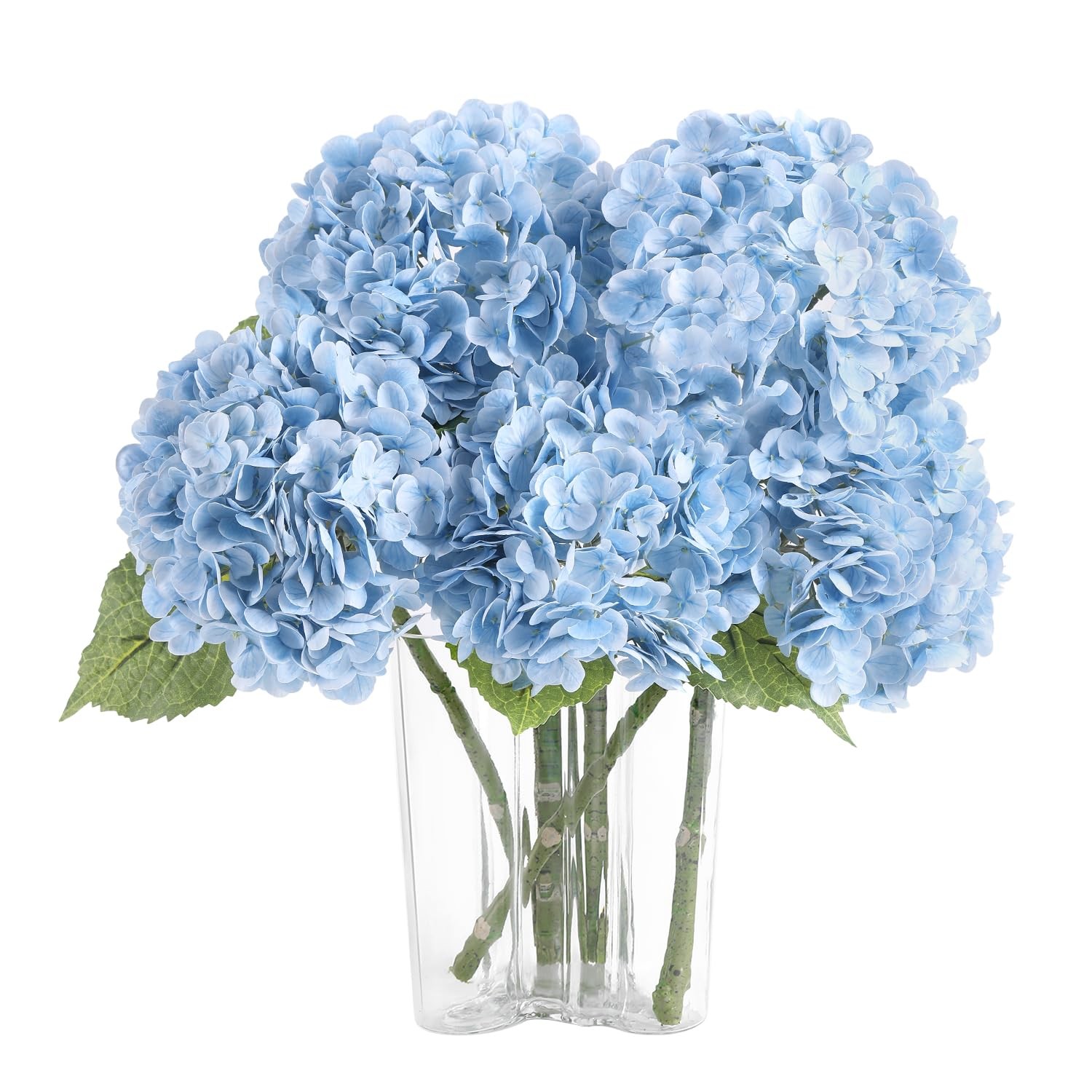 3pcs Baby Blue Lifelike Hydrangea Artificial Flowers 22inch Real Touch Faux H…