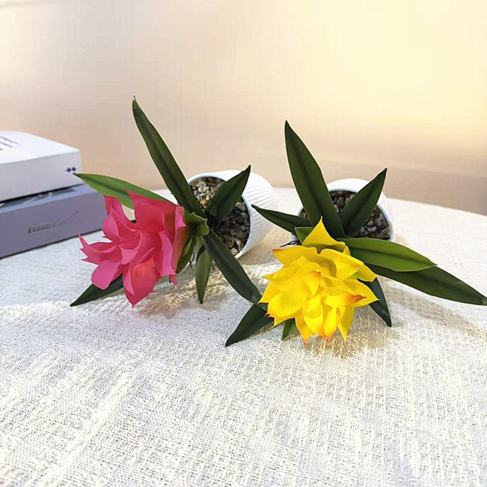 Pineapple Flower Fake Plant in Pot 21cm Tall for Indoor For Table Decor