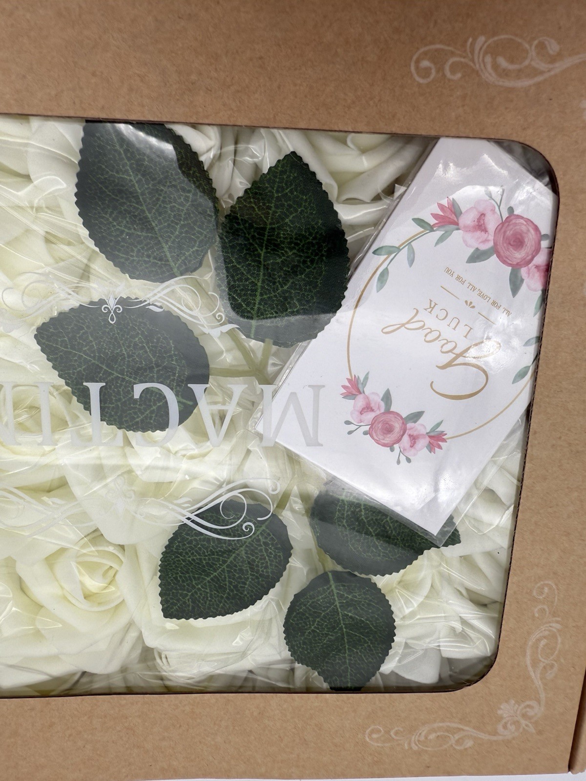 Macting 30pc Faux White Flowers (Roses) New In Box