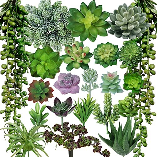 22 Pcs Bulk Artificial Succulents Plants Unpotted Small Aloe Hanging String