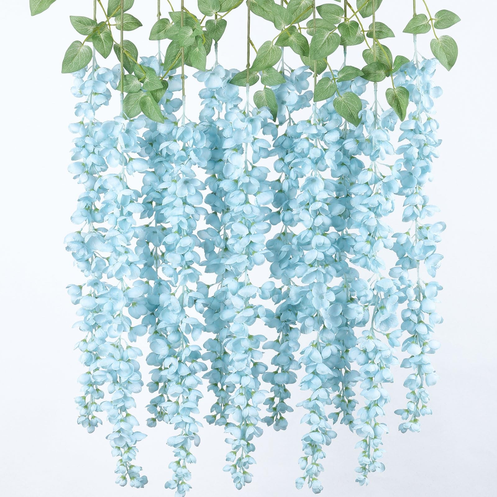 6Pcs Grey Wisteria Hanging Flowers 48″ Silk Wisteria Artificial Flowers Garla…