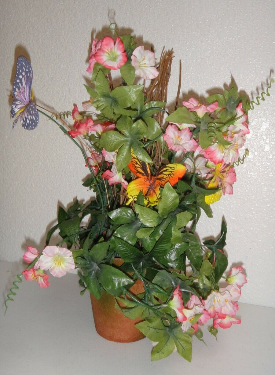 Artificial Potted Flowers & Butterflies Height :16 inches Floral Home Décor