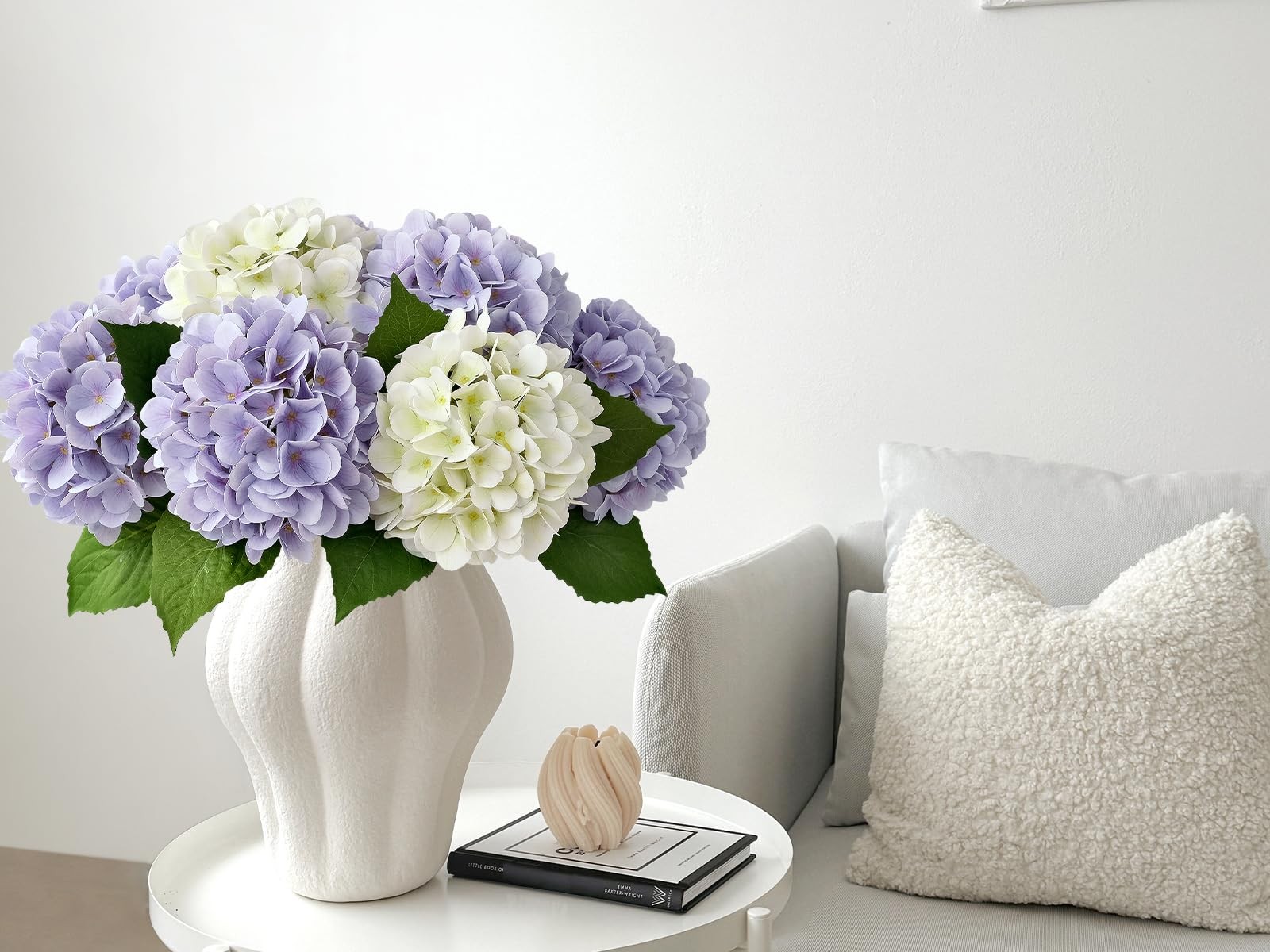 Pale Purple Hydrangea Artificial Flowers 19.6″ 4pcs Fake Real Touch Large Faux H
