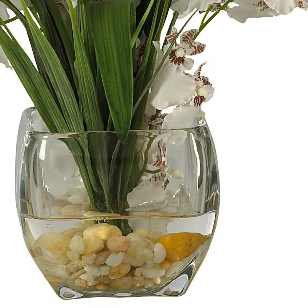 19 In. Artificial Dancing Lady Orchid Liquid Illusion Silk Flower Arrangement in