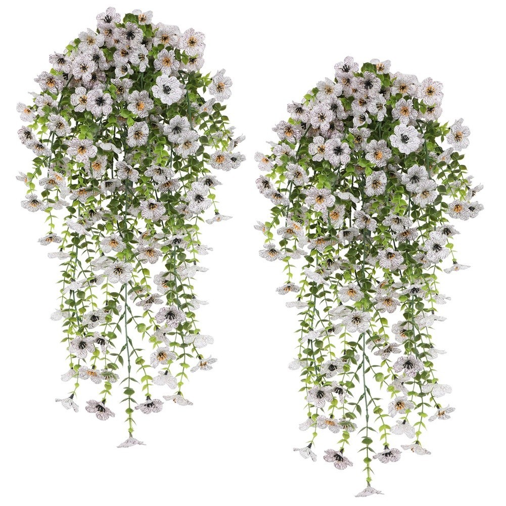 76cm Artificial Eucalyptus Vine with Violet Silk Flowers for Outdoor Decoration