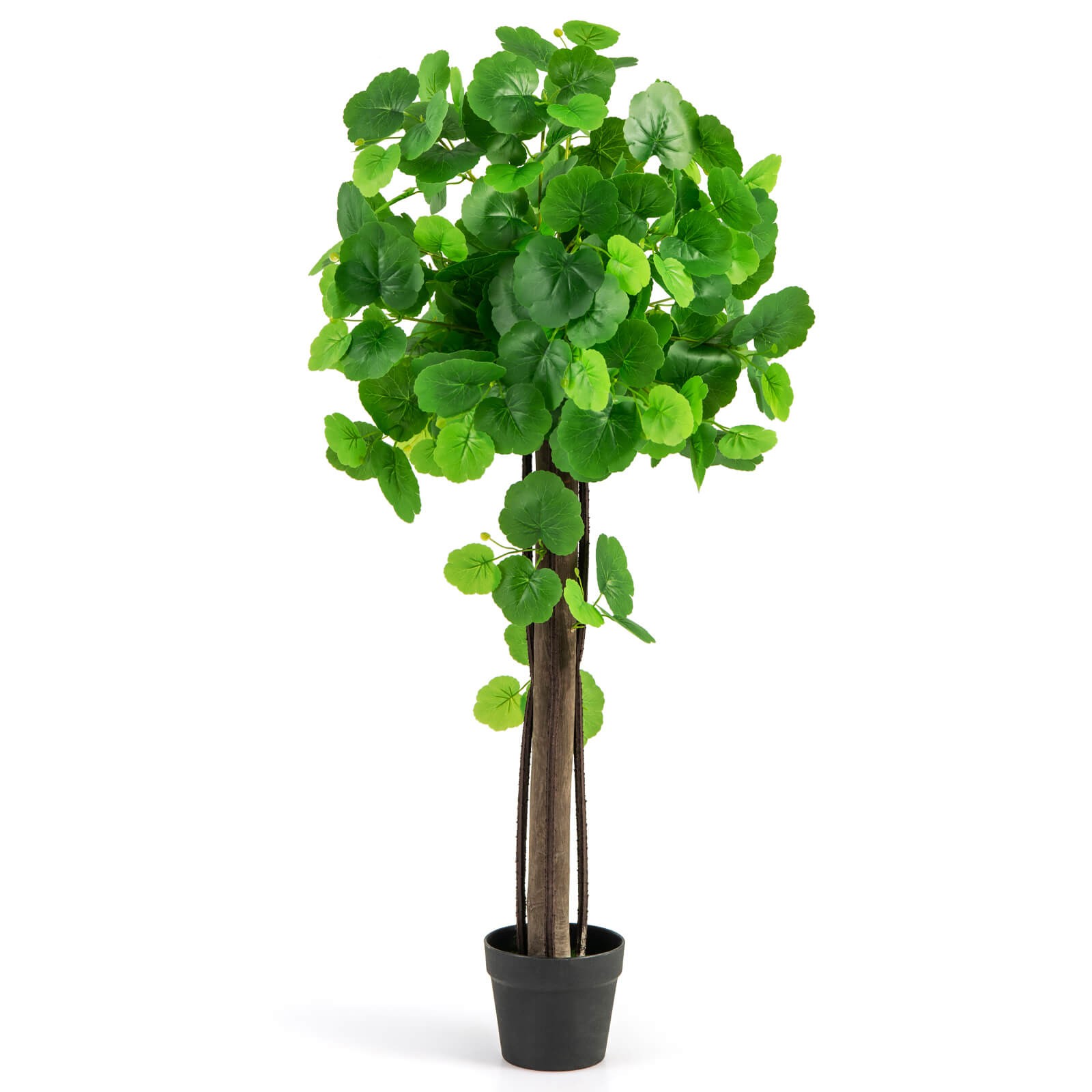 44″ Artificial Crabapple Tree w/ Real Wood Trunk Adjustable Branches Faux Grass