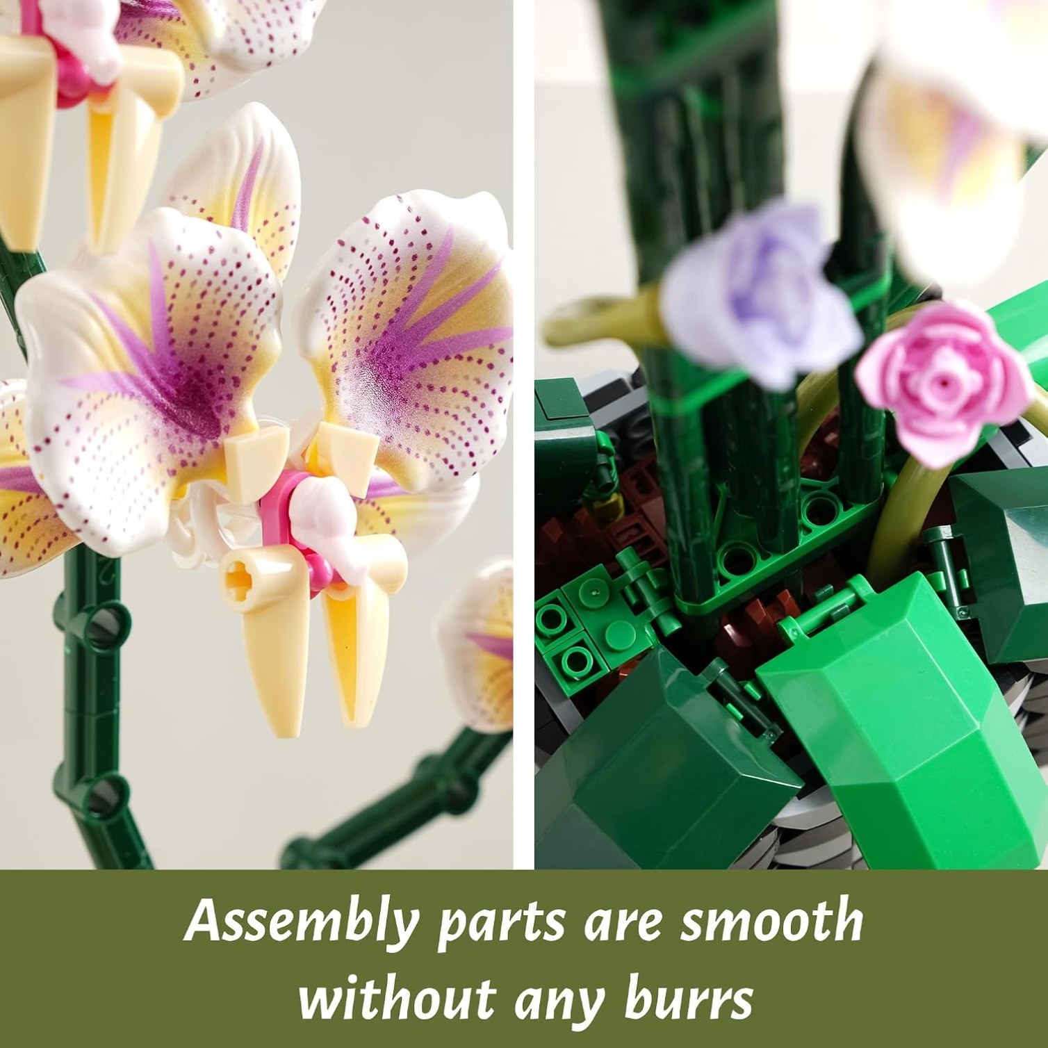 736Pcs Orchid Flower Building Sets with Vase, Artificial Flowers Building Blocks