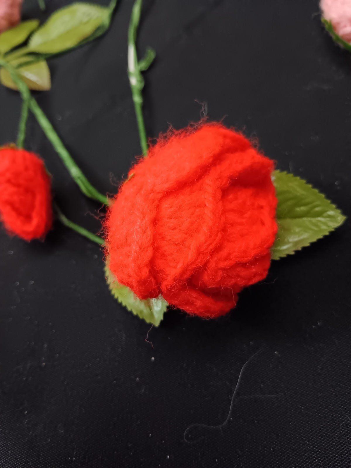 13 Cloth Roses For Crafts Etc. And 1 Leaf Branch