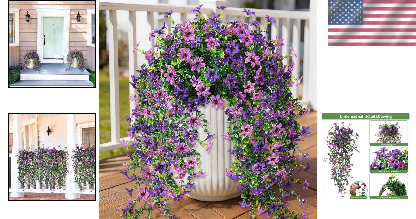 Elegant 2 PCS Artificial Daisy with Eucalyptus – UV Resistant Floral Decor