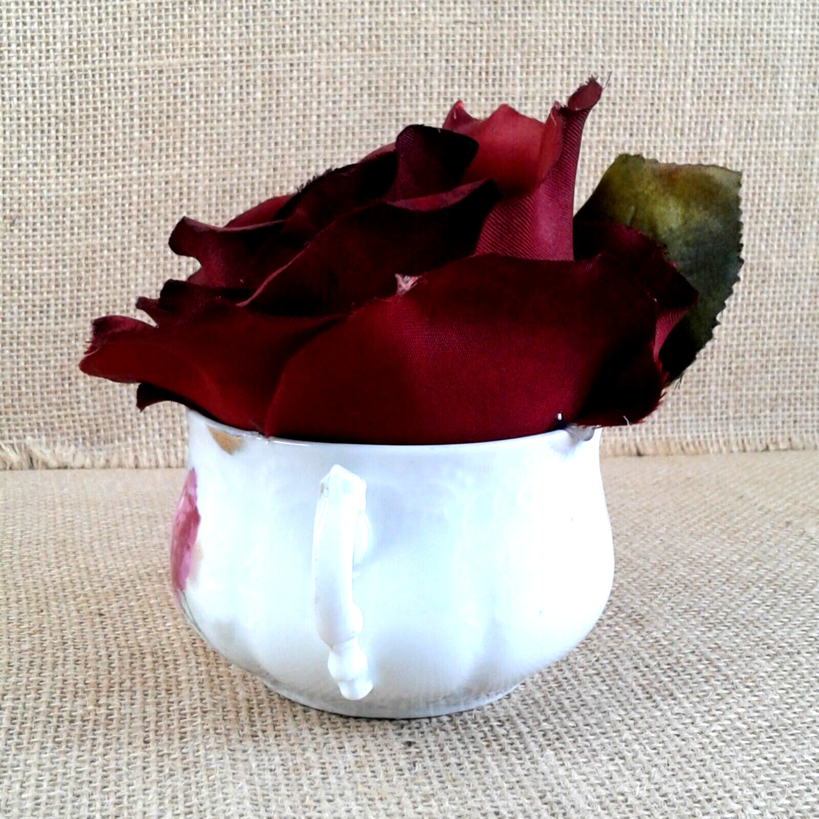 Deep Red Rose Original Floral Decor Tea Cup Chic Victorian Love Unique Gift 1457
