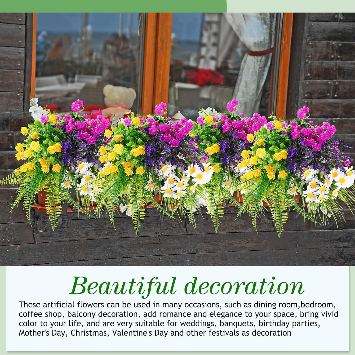 24 UV Resistant Artificial Flower Bundles for Outdoor & Indoor Decor