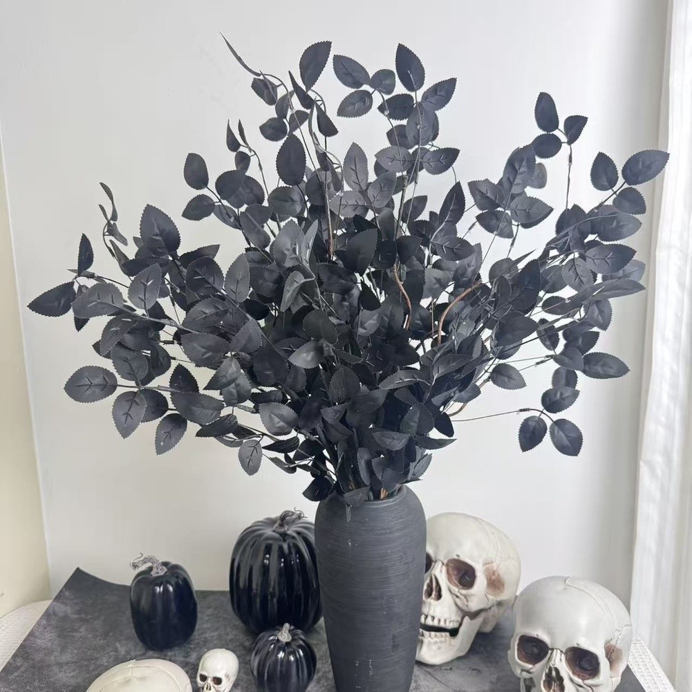 Black Artificial Leaves 70cm 75cm with Withered Branches for Halloween Styling