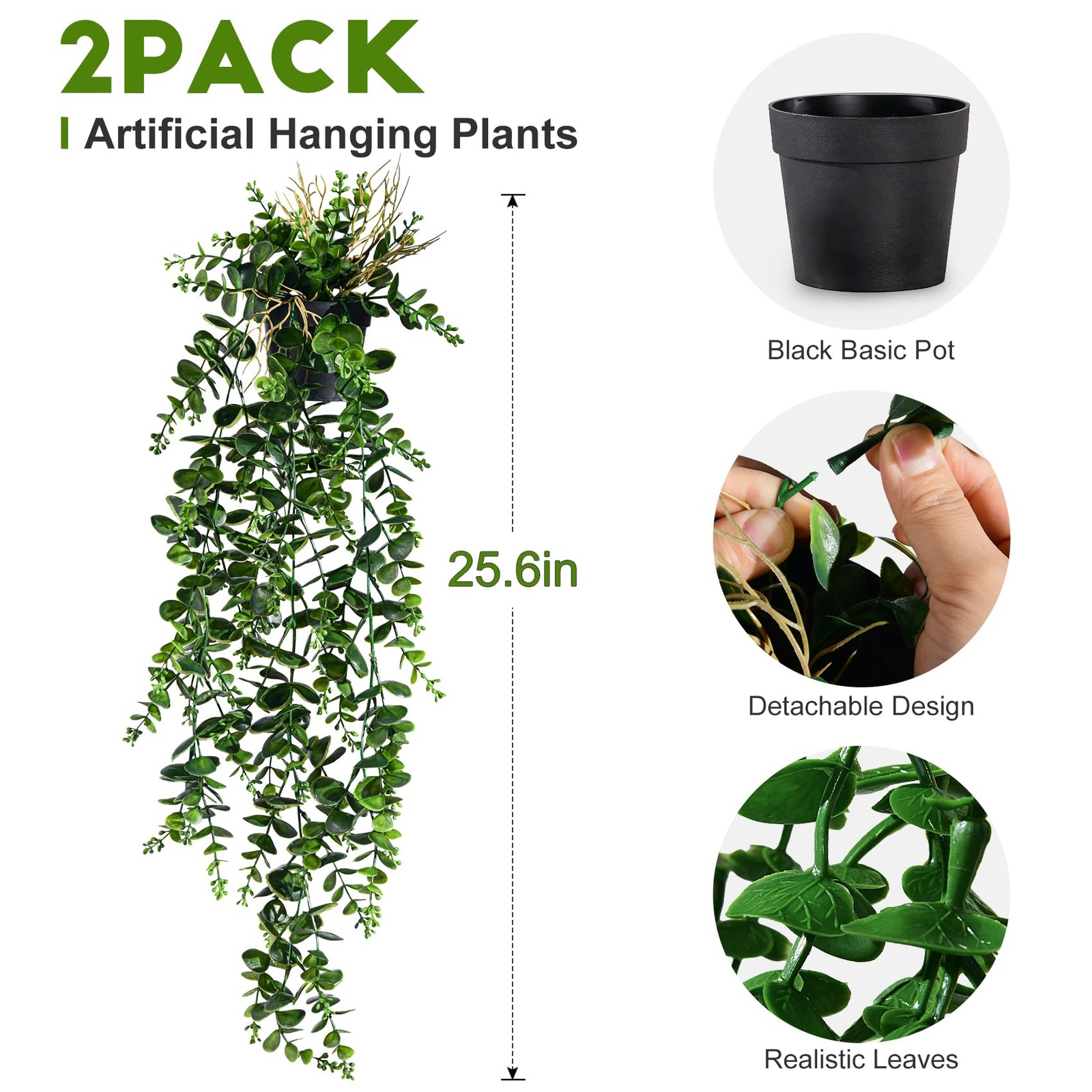 2 Pcs Faux Eucalyptus Vine Ivy Vine Artificial Hanging Plant Faux Plant Fake …