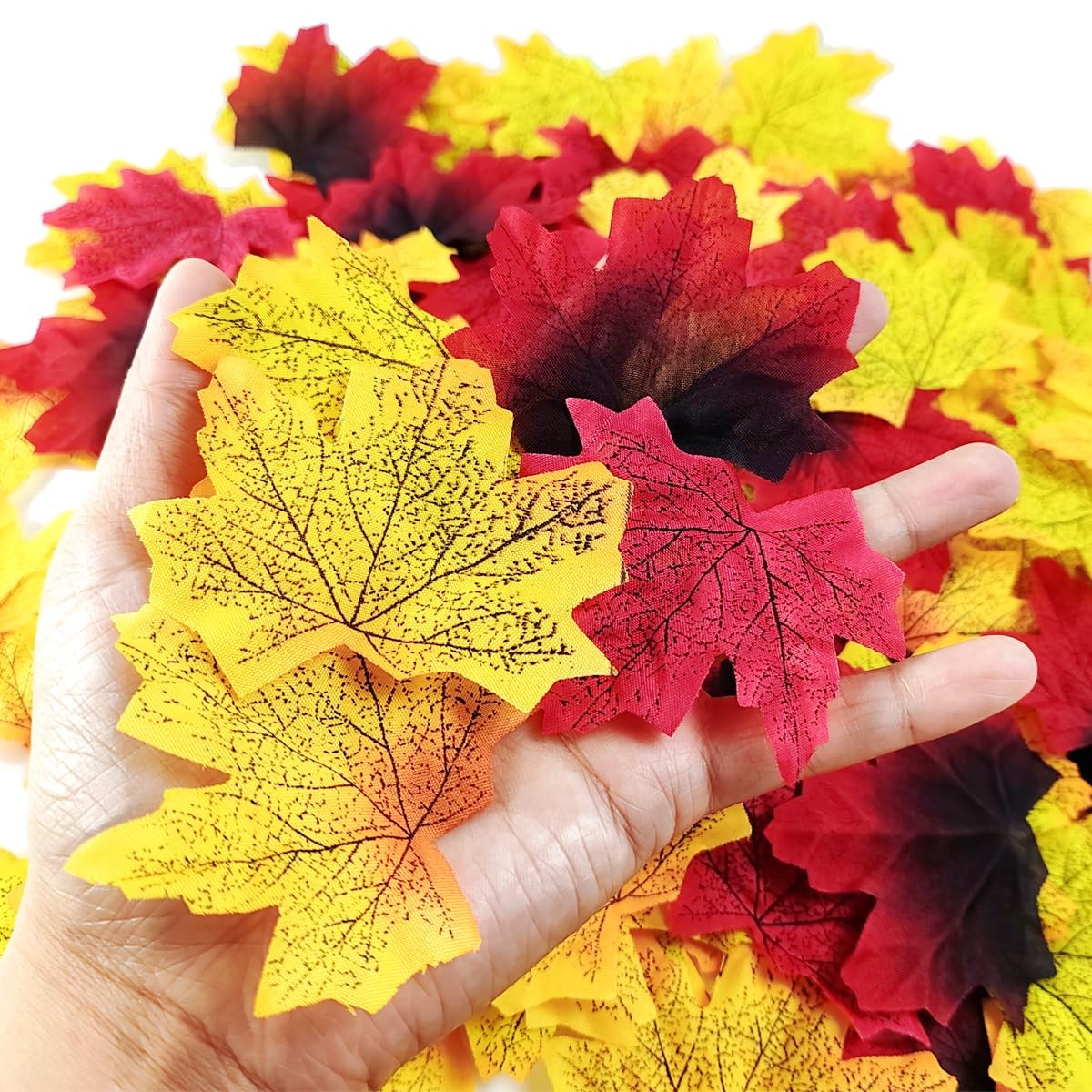 500 PCS Artificial Autumn Maple Leaves Mixed Fall Decor Thanksgiving Day