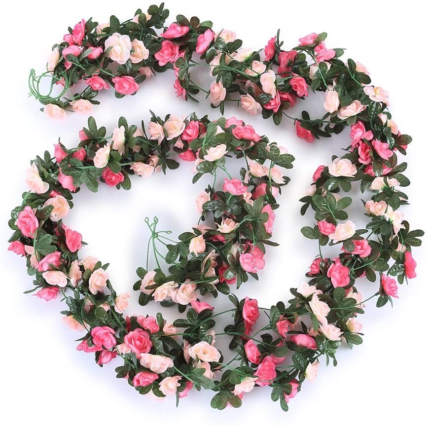 2 Pack Artificial Rose Vine Cherry Blossom Garland Flower Hanging Wedding Party