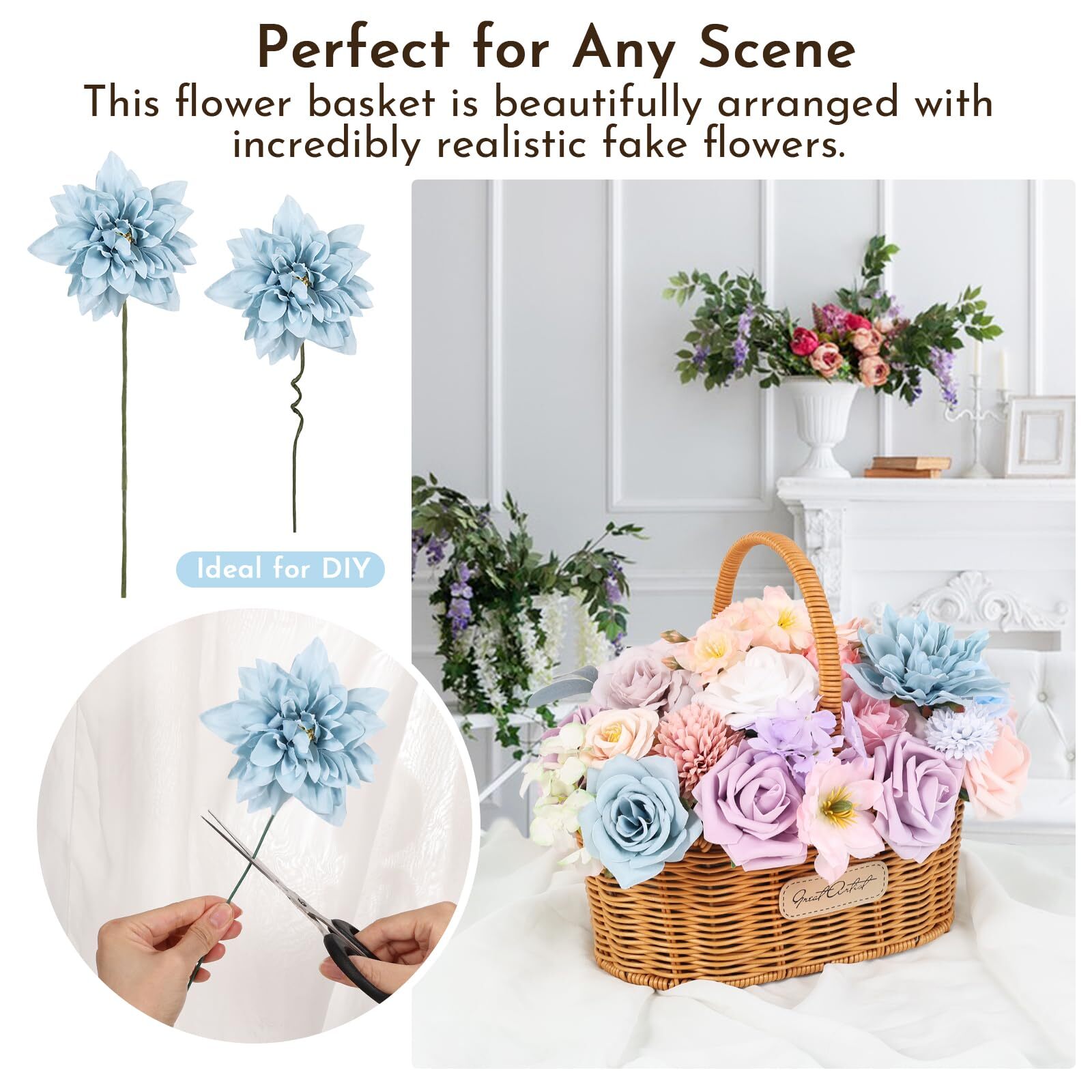 Dusty Blue Pink Artificial Flowers Combo Box DIY Wedding Centerpieces Decor