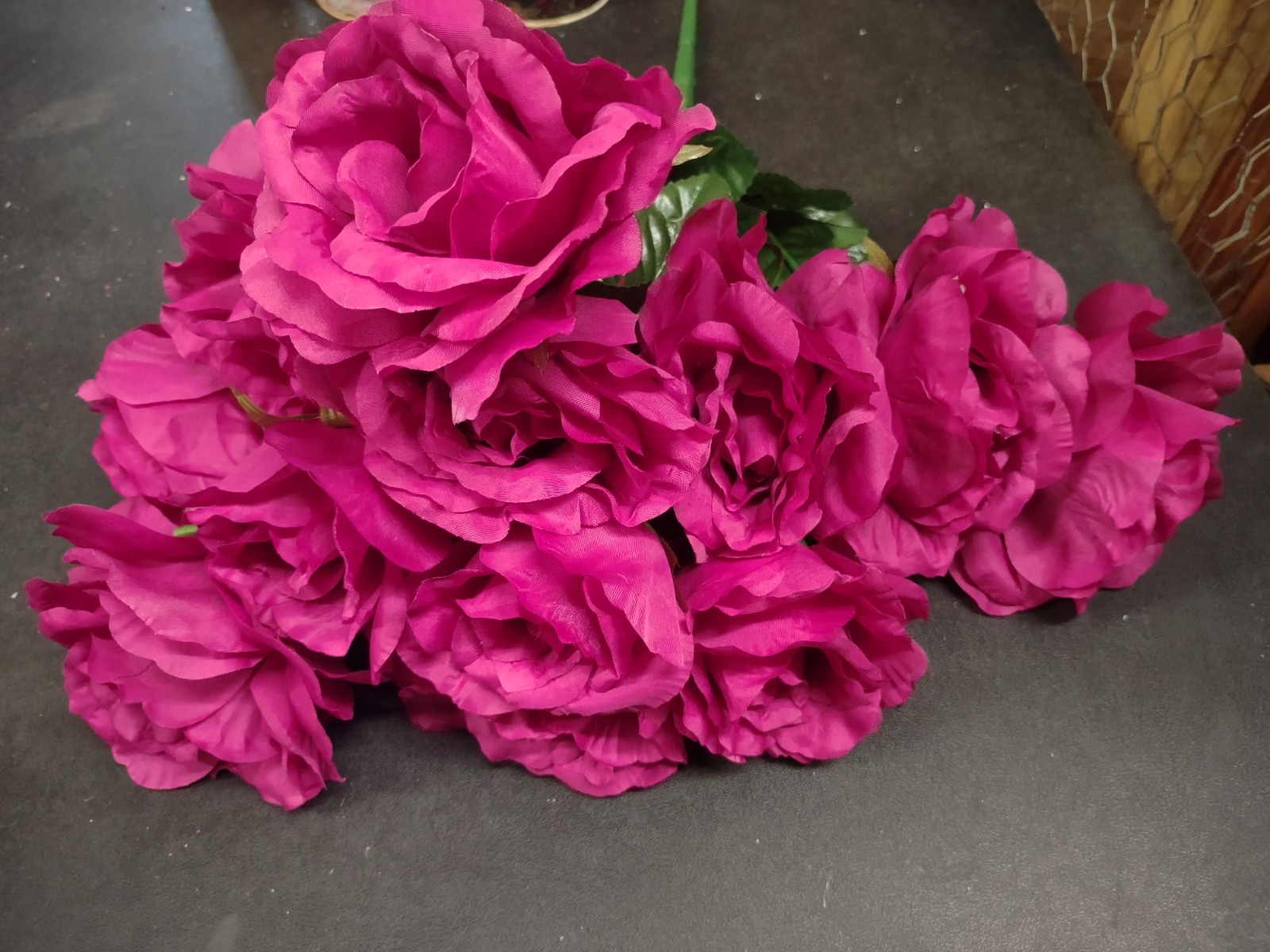Big Mixed Pearl Rose Bush, Orchid Mauve, Dark Pink Silk 5″ Large Roses 12 Stems