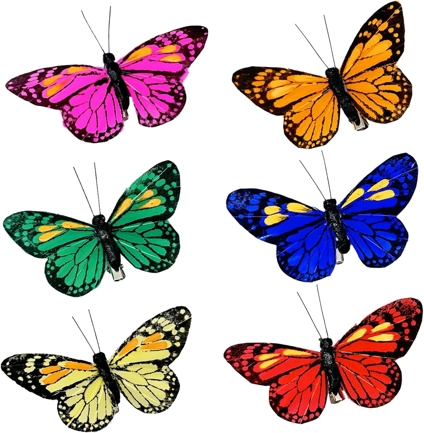 Feather Butterfly Set of 12 Clip on Artificial Butterflies Crafts Christmas