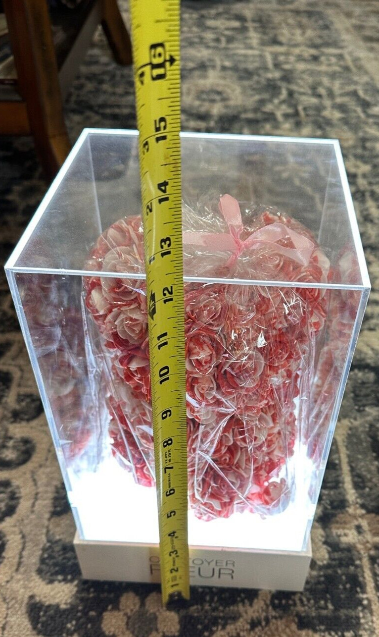 CHATOYER FLEUR CUSTOM HEART BUNDLE RED FROST BEAR W LED ACRYLIC DISPLAY BOX NEW