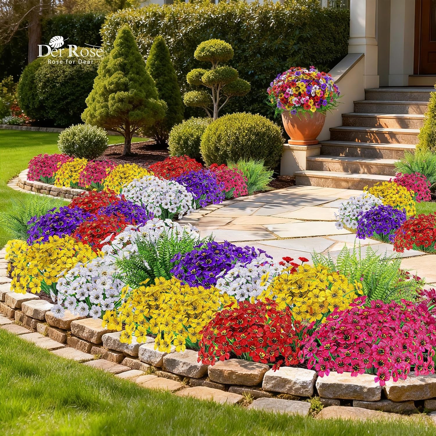 No Maintenance Required: 24 Bundles of Colorful Faux Flowers for Outdoor Spaces