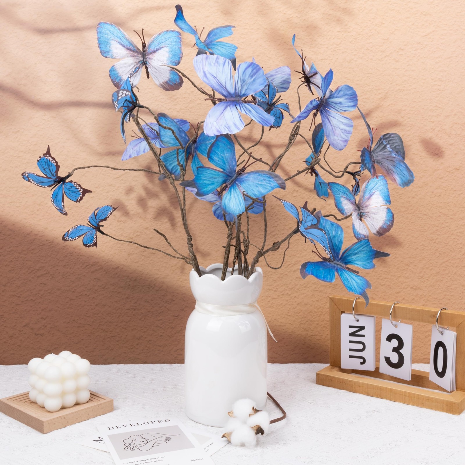 5 Pcs DIY Butterfly Decorations 5 Butterfly Branches with 30 Fake Butterflies…